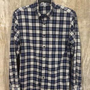 Uniqlo Navy and White Checkered Casual Shirt
